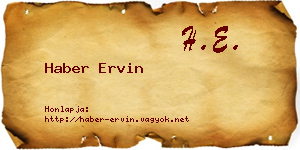 Haber Ervin névjegykártya